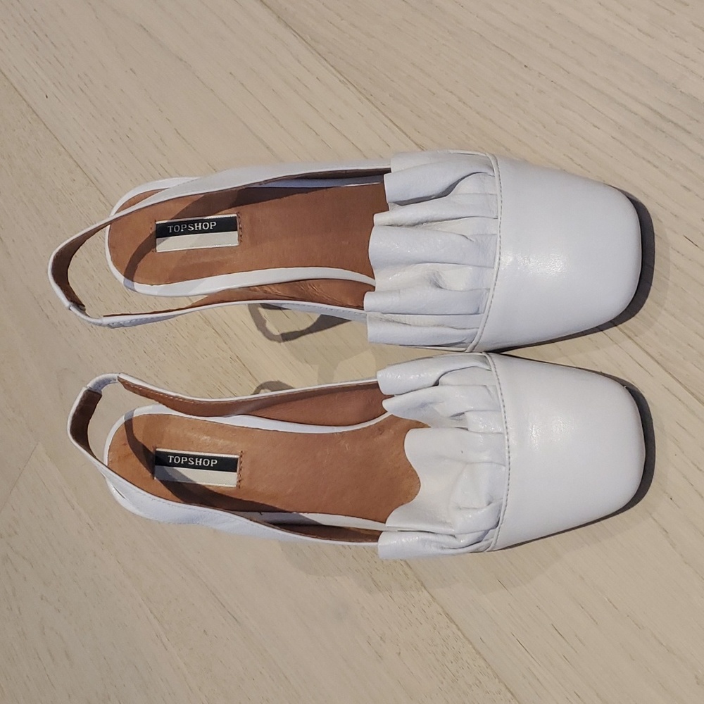 Topshop White Slingback Block Heels